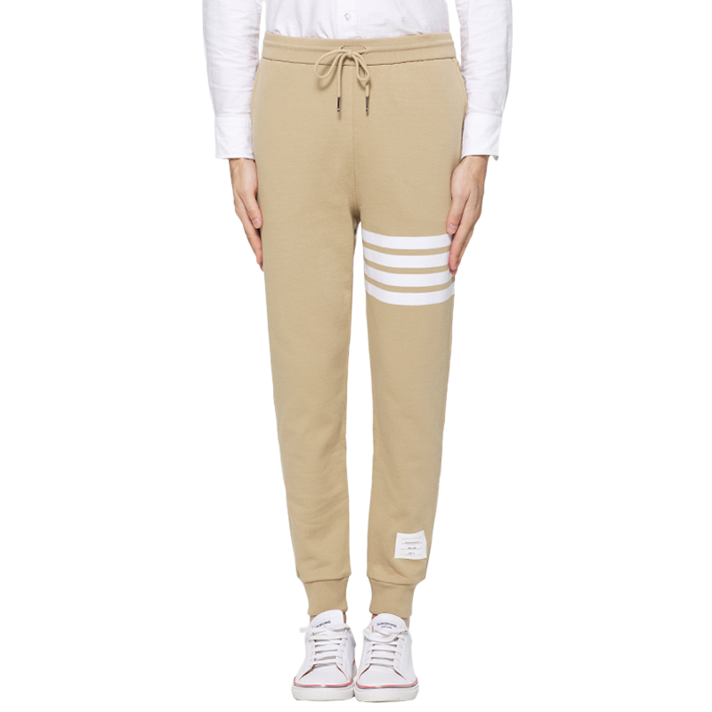 Thom Browne Style Unisex red sweatpants with Signature Four-Bar Detail