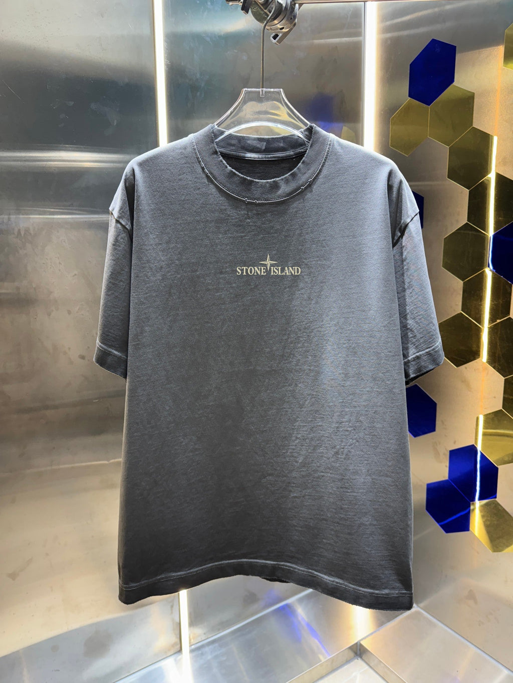 Stone Island 320gsm Washed Heavyweight Crew Neck T-Shirt with Embroidered Logo