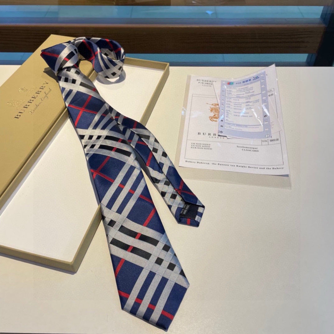 Burberry Style Men's Classic Check Silk Tie
