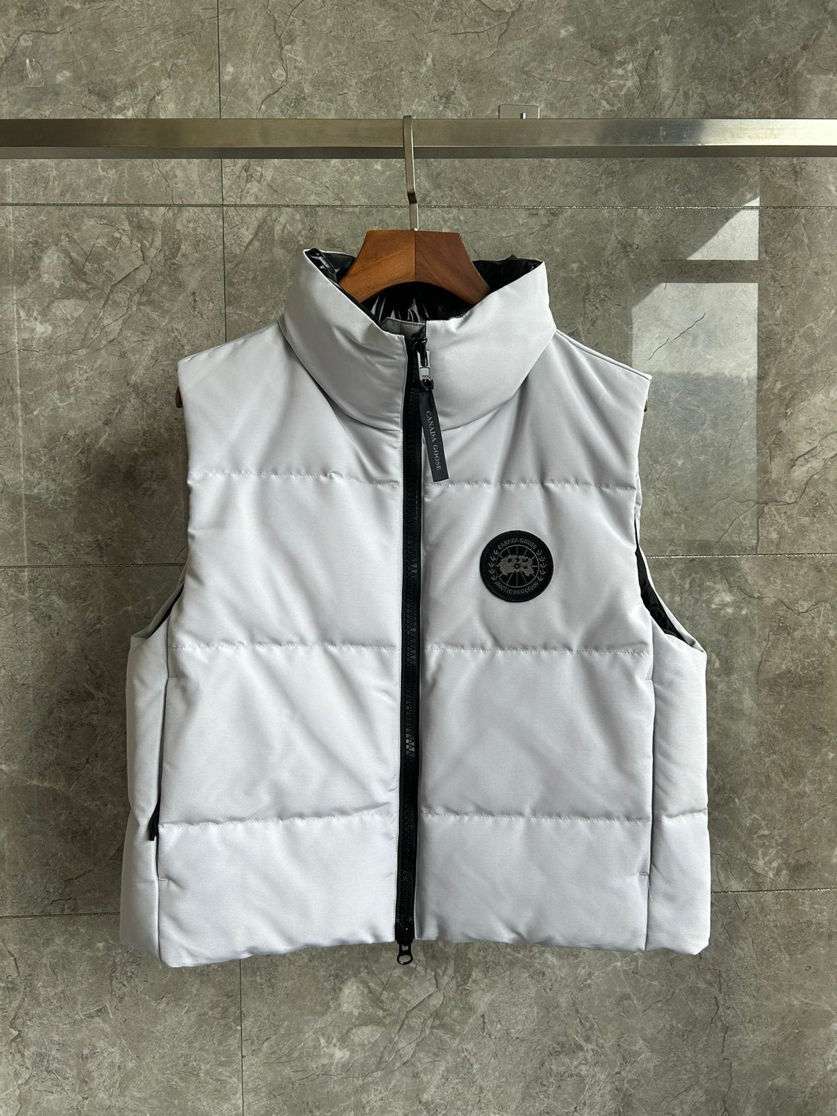 Canada Goose White Quilted Puffer Vest with Black Details