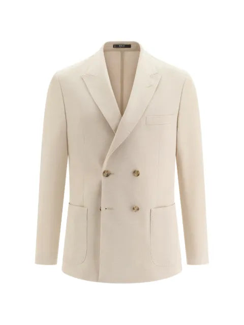 Boggi Milano Brooklyn micro textured double-breasted jacket in pure cotton