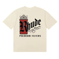 Rhude Crown Premium Filters Gothic Logo Cream Oversized T‑Shirt