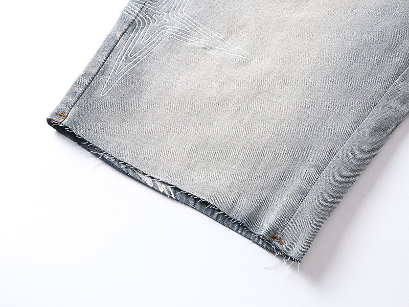 Purple Brand Star Graphic Denim Shorts
