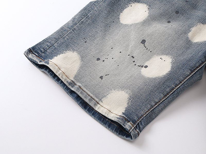 Purple Brand Bleach Splatter Denim Shorts