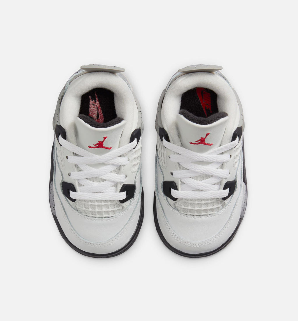 Air Jordan 4 Retro 'White Cement' - Infant/Toddler Lifestyle Sneaker (Summit White/Fire Red/Cement Grey/Black)