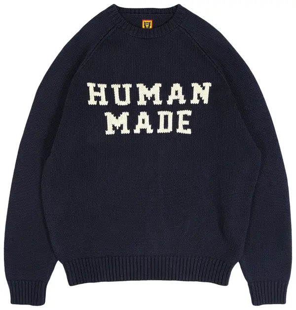 Human Made Bear Raglan Knit Sweater Navy