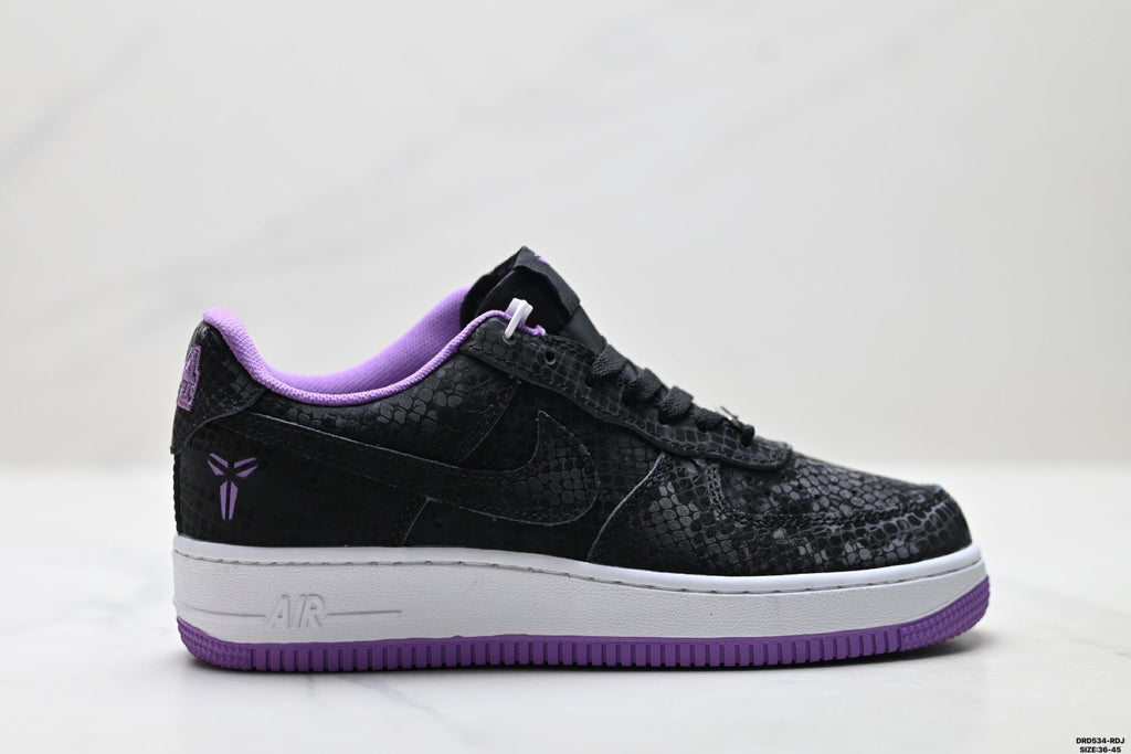 Nike Air Force 1 Low Black Purple Unisex Sneakers Style 06