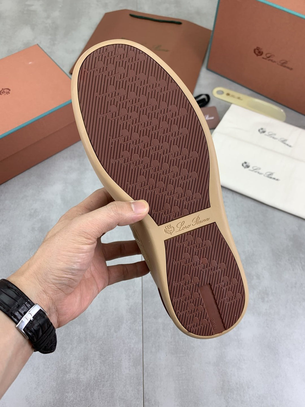 Loro Piana Beige Low-Top Sneakers