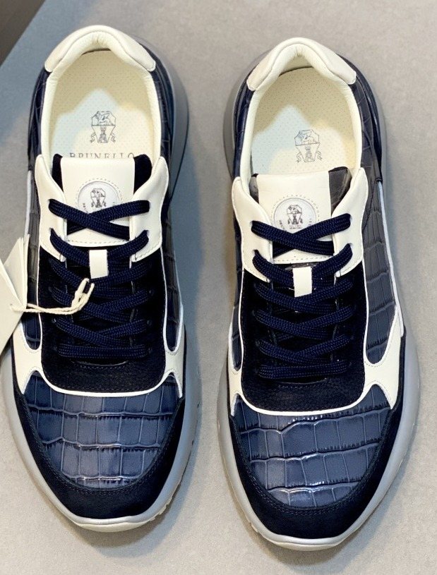 Brunello Cucinelli Navy Paneled Men's Sneakers