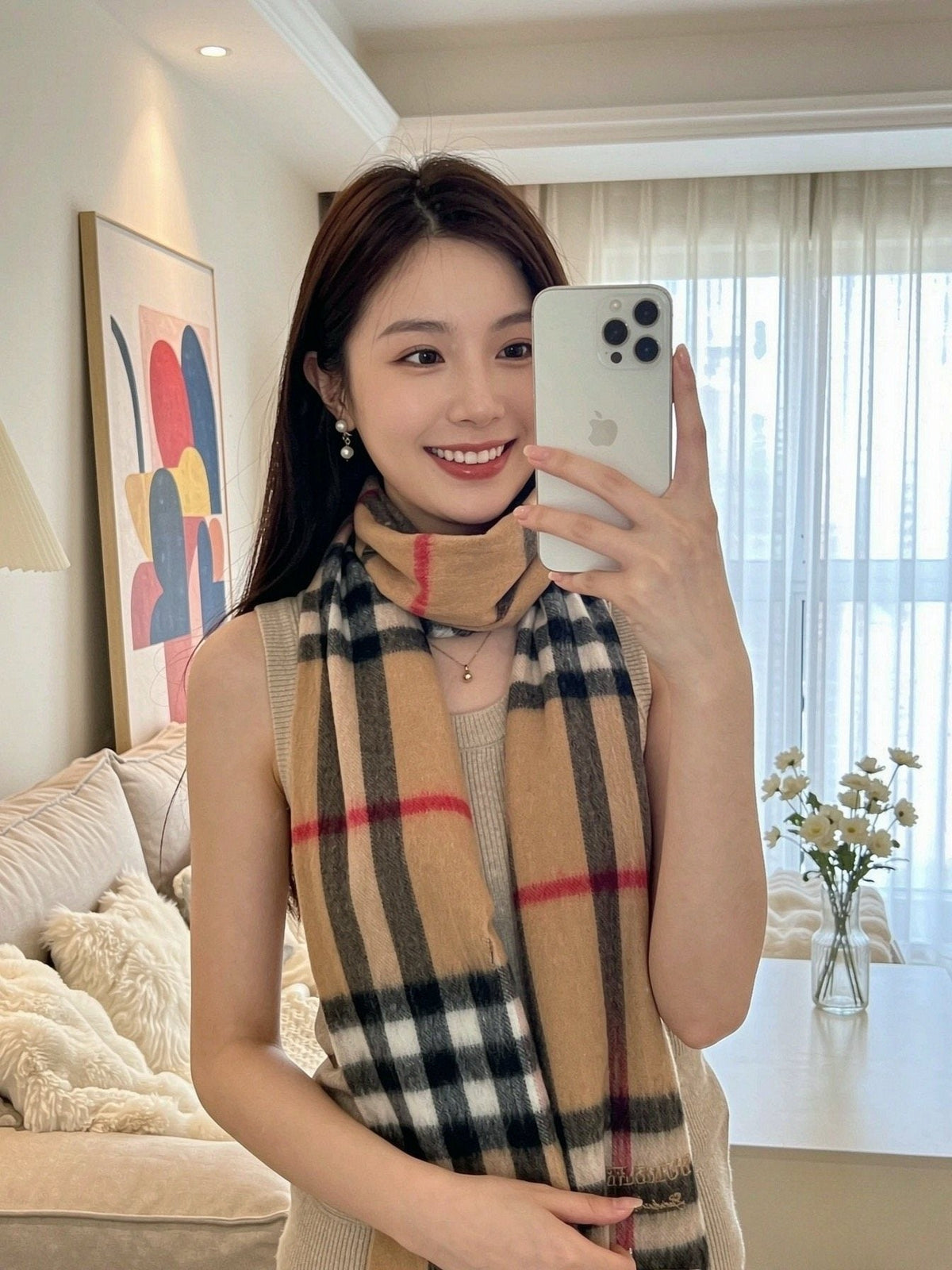 Burberry Fringed Plaid Scarf