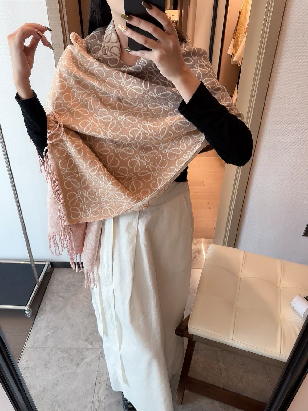 Loewe Loop Motif Fringe Scarf