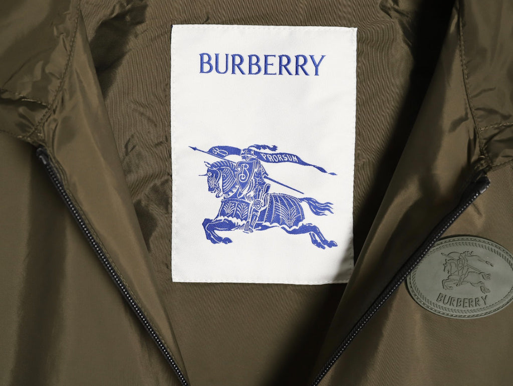 Burberry Equestrian Emblem Hooded Zip Jacket - Olive