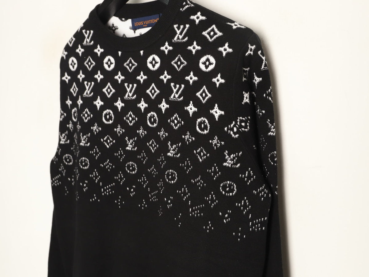 Louis Vuitton Monogram-Style Gradient Crewneck Sweater - Black